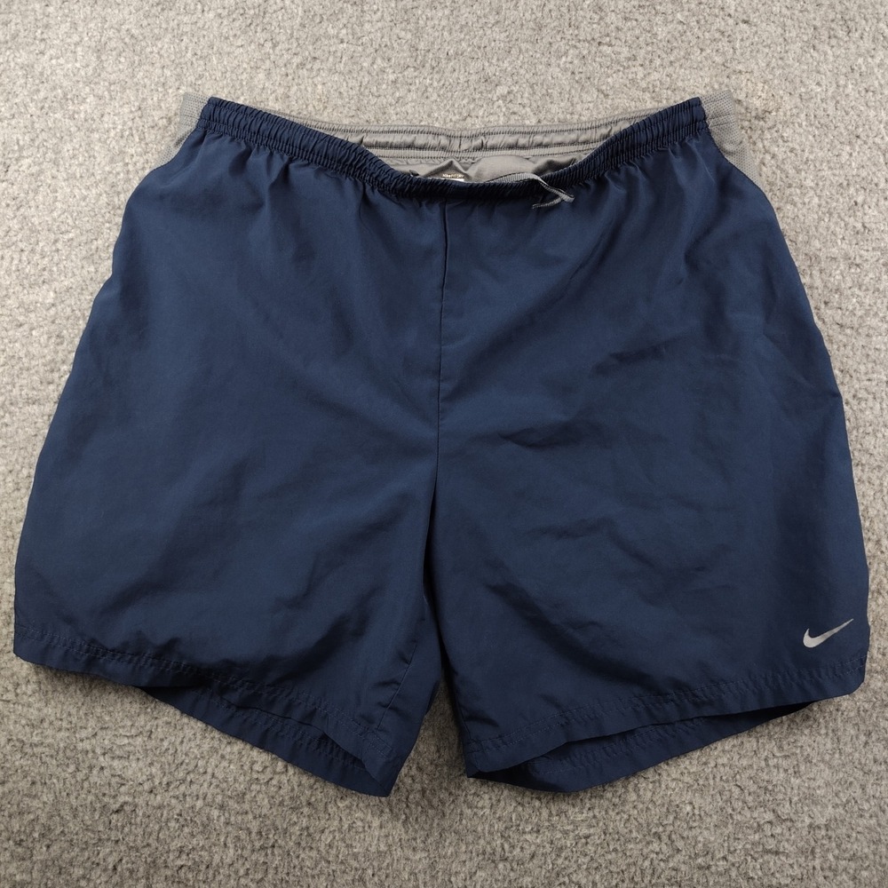 Nike Shorts Mens Large Fit Dry Navy Blue Mesh Lined Running